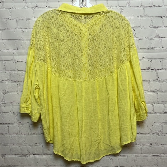 Free People Lace Combo Button Down Top - Picture 7 of 11